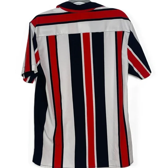 Fresh Prints of Bel-Air Drill Company Red White Black Button Up Shirt Medium - Picture 2 of 4